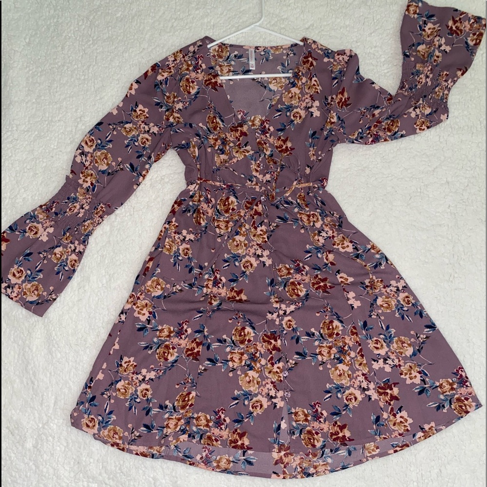 Floral Print Button Up Dress
